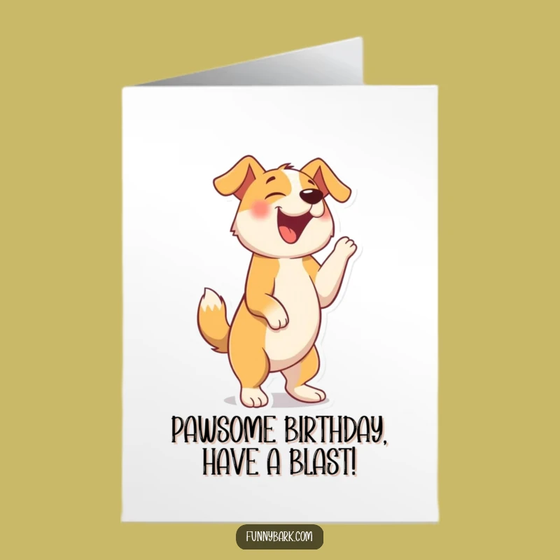 Free Printable Birthday Card: Joyful Dog Standing, Barking Happy Birthday, DIY Downloadable Gift