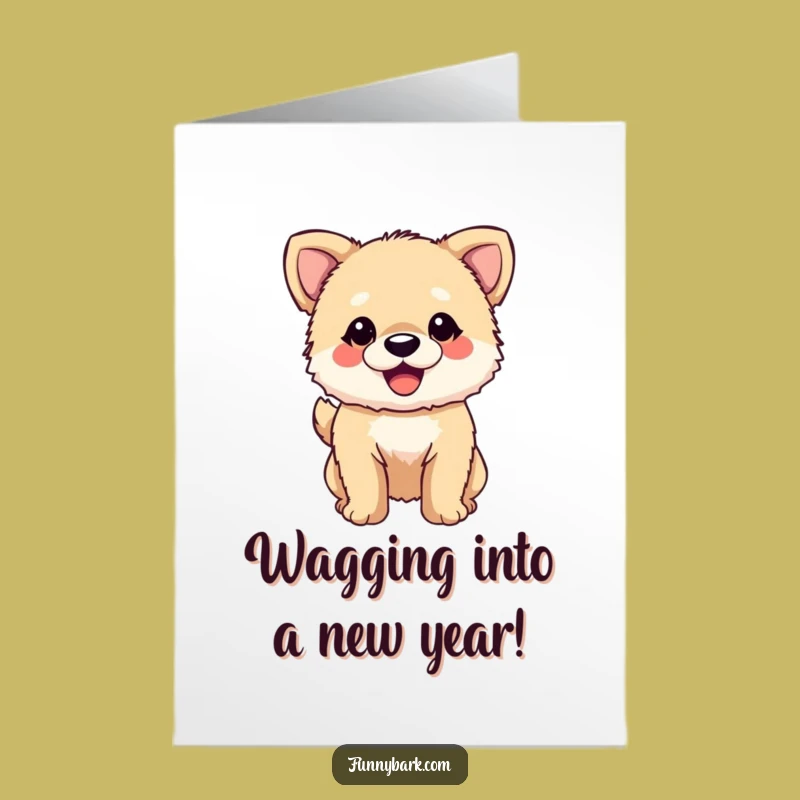 Free Printable Birthday Card: Happy Fuzzy Dog Wagging Tail, Joyful Downloadable Gift