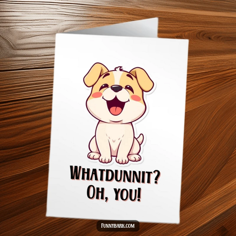 Funny Free Printable Dog Birthday Card: A happy dog tilts its head curiously while barking, perfect for birthday greetings.
