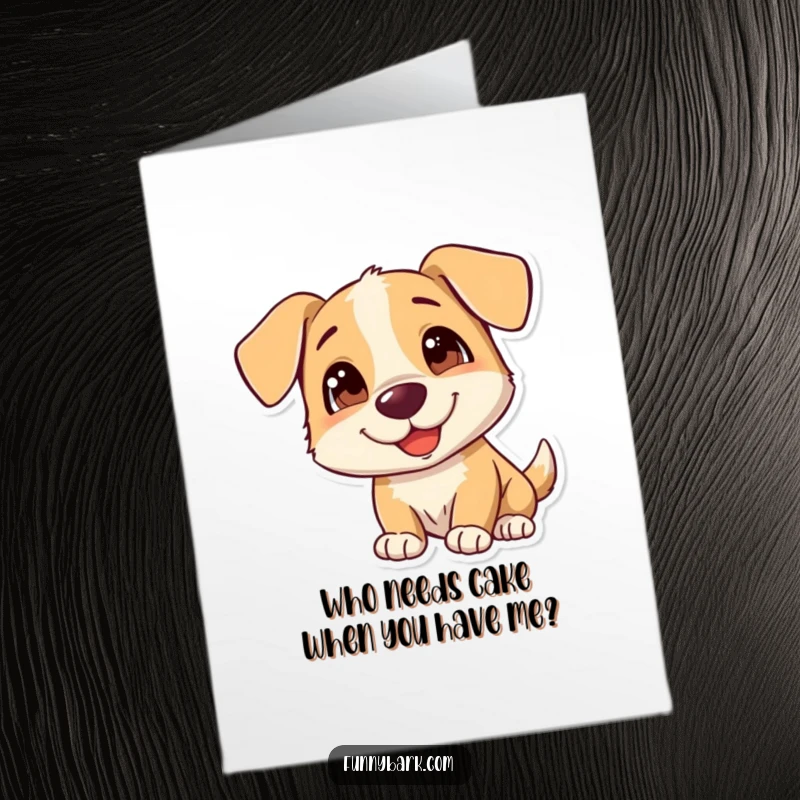 Funny Free Printable Dog Birthday Card: A curious, happy dog tilting its head, ready to celebrate with you.