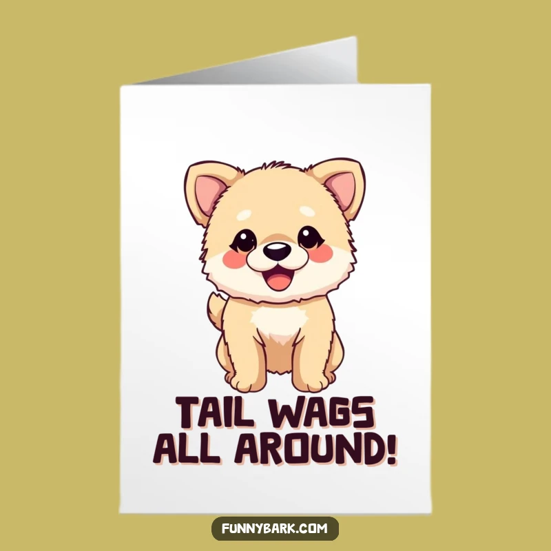 Free Printable Congrats Card: Happy Fuzzy Dog Wagging Tail, Cheerful Downloadable Gift