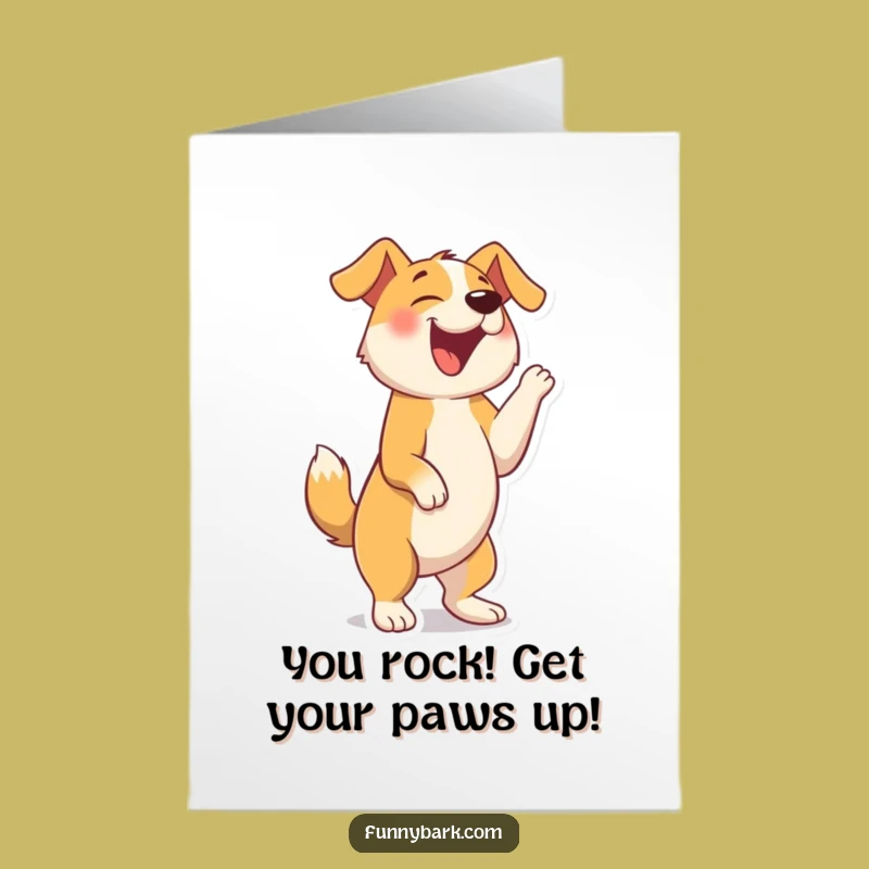 Free Printable Congrats Card: Joyful Dog Barking, Celebration Edition, DIY Downloadable