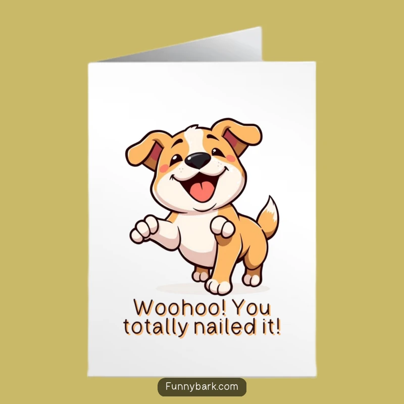 Free Printable Congrats Card: Pounce Bark Dog Celebrates, Humorous Downloadable Gift!