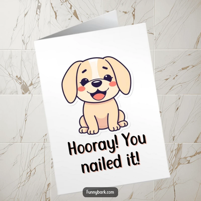Funny Free Printable Congrats Card: A dog silhouette with a huge, happy smile and relaxed, droopy ears.
