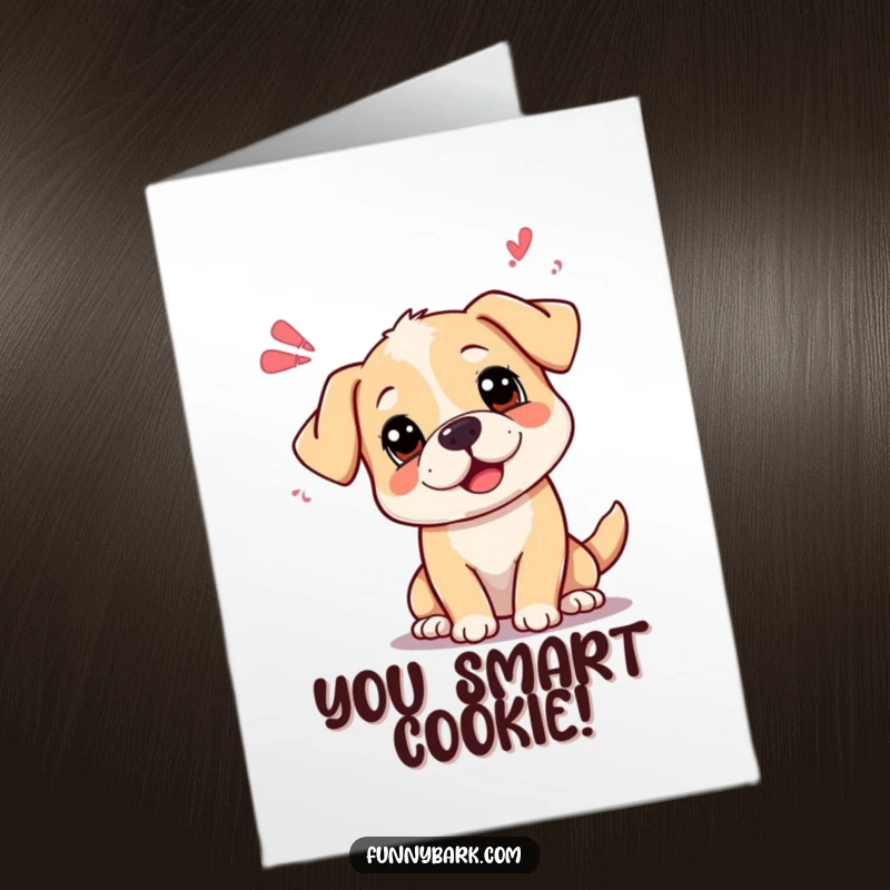 Funny Free Printable Congratulations Card with a dog looking curious, emitting playful sound waves of congrats.