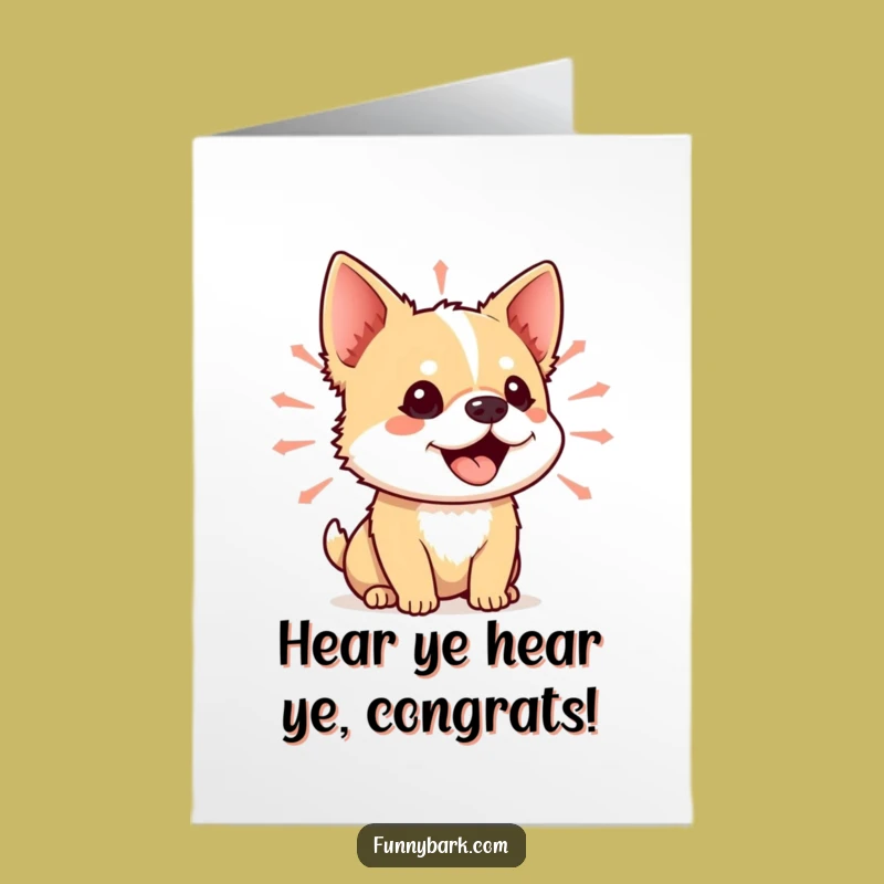 Free Printable Congratulations Card: Small Dog Cheers Loudly!