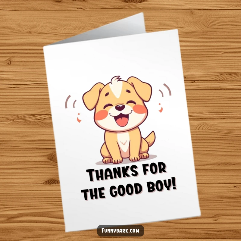 Funny Free Printable Thank You Card: Dog sending out joyful barking sound waves to express sincere thanks.