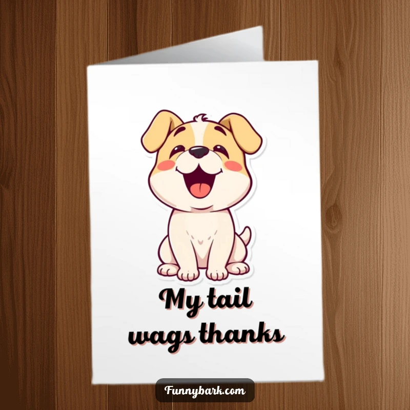 Funny Free Printable Dog Thank You Card: A happy dog tilts its head curiously while barking, conveying thanks.