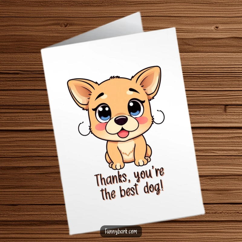 Funny Free Printable Thank You Card: A dog with large, soulful eyes appearing ready to make a heartfelt proclamation.