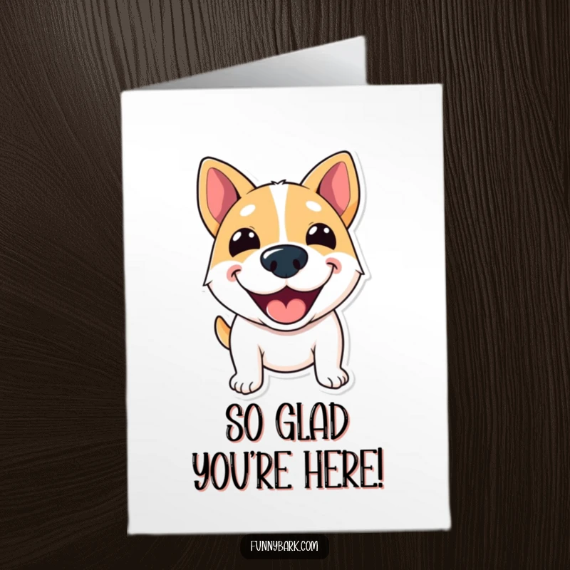 Funny Free Printable Thank You Card with a dog's wide, excited grin, joyfully shouting thanks.