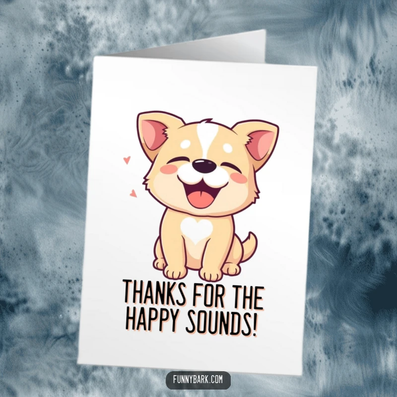 Funny Free Printable Thank You Card: A dog's eyes are closed in delight, sending happy barking sound waves of thanks.