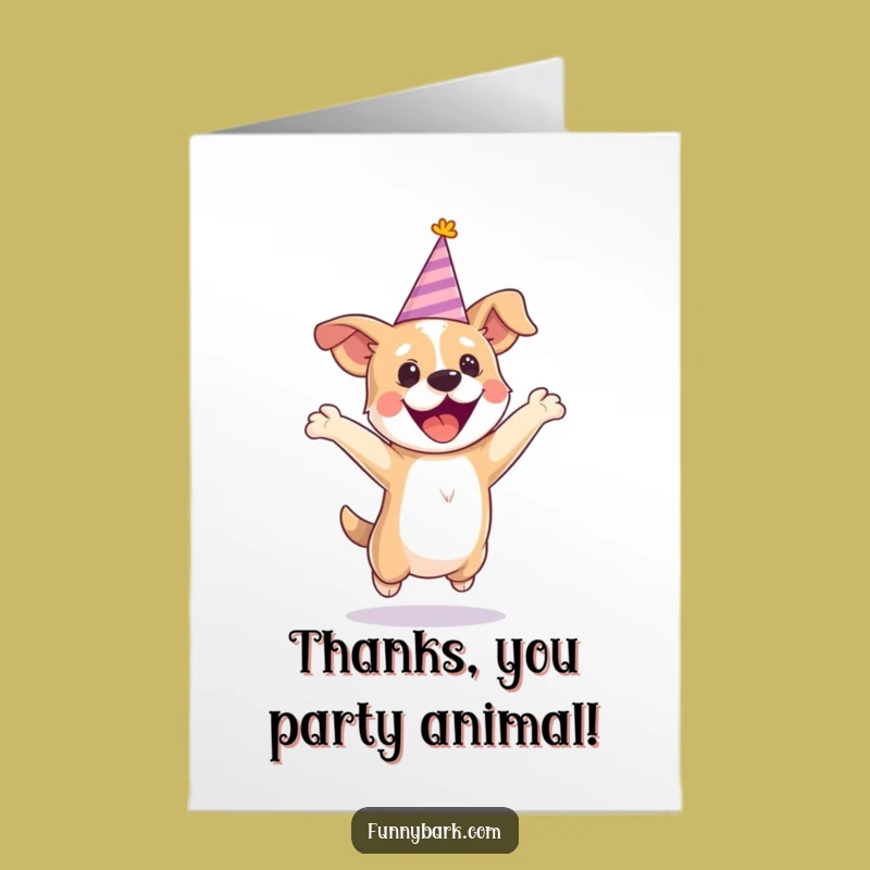 Free Printable Thank You Dog Card: Party Dog Jumping, Grateful Gift