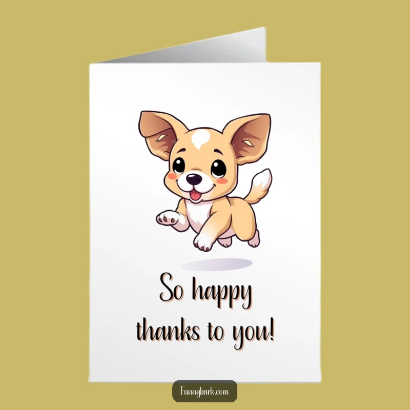 Free Printable Thank You Dog Card: Leaping Dog, Grateful Downloadable Gift