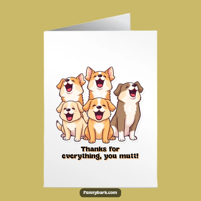Free Printable Thank You Card: Funny Dog Barking Chorus, DIY Downloadable Gift of Gratitude