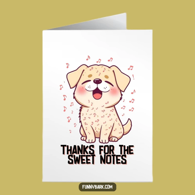 Free Printable Thank You Card: A Musical Dog Expressing Gratitude Hilariously