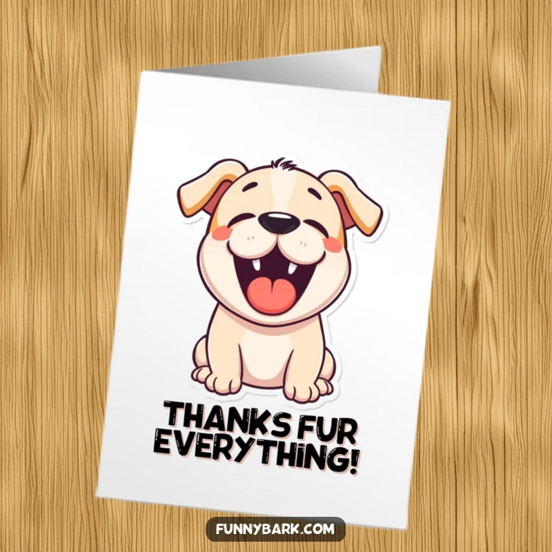 Funny Free Printable Thank You Card with a dog giving a big, happy bark of thanks.