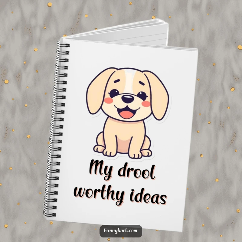 Funny notebook: A dog silhouette with a happy open mouth and droopy ears, inspiring cheerful notes and ideas.