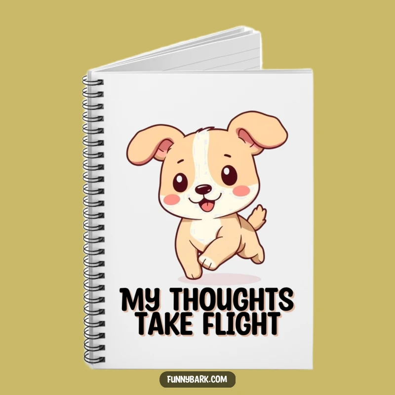 Funny Dog Running Notebook - Happy Pup Journal Ears Flapping Gift