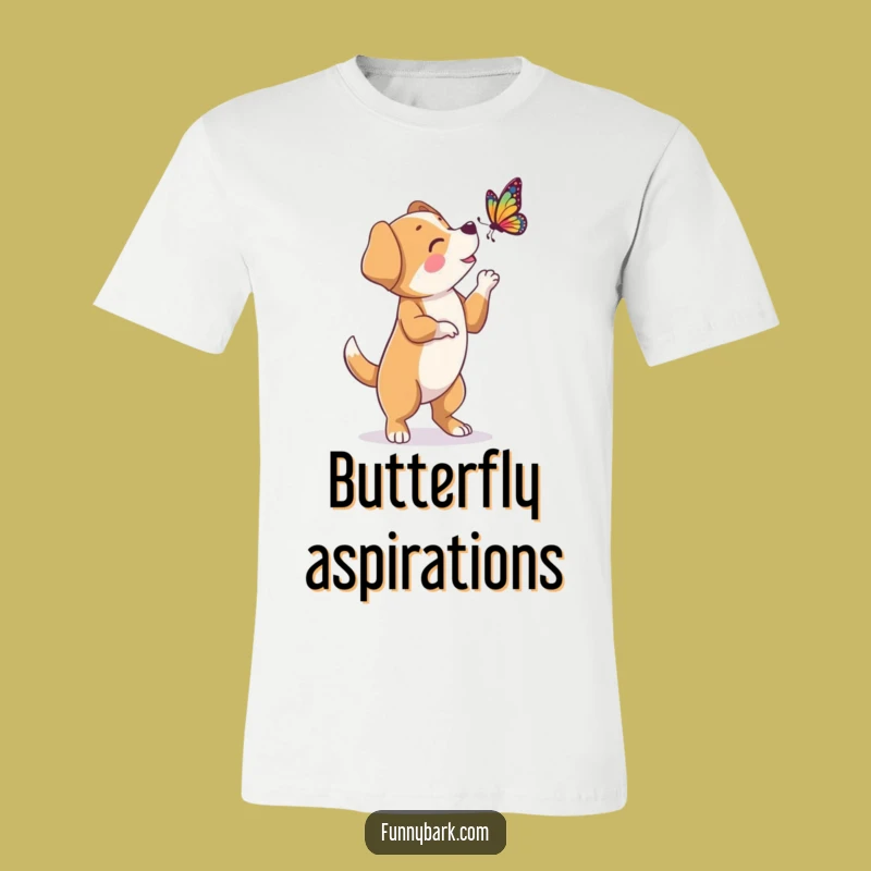 Funny Dog Butterfly Bark T-Shirt: Hind Legs Character - Quirky Pet Apparel