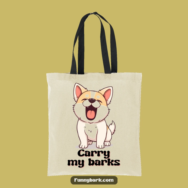 Funny Tote Bag - Mighty Barker Dog, Vocal Canine Carryall, Perfect Funny Gift