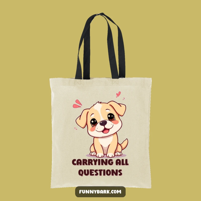 Funny Curious Dog Sound Waves Tote Bag: Carry Your Thoughts with Hilarious Pup Pondering, Great Gift