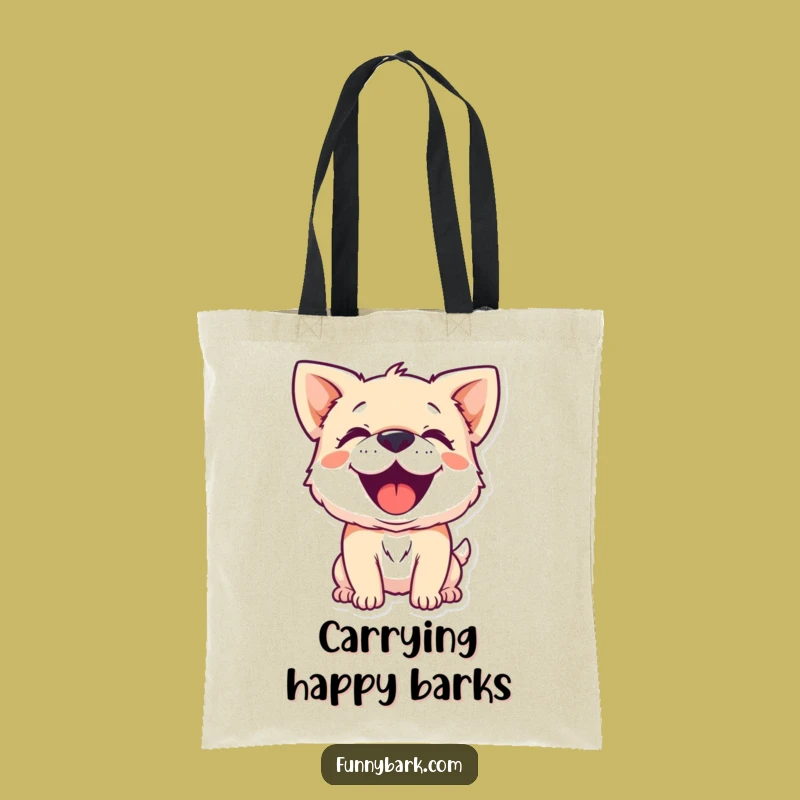 Funny Dog Barking Joyful Tote Bag: Exuberant Character - Carry Your Pup Pride