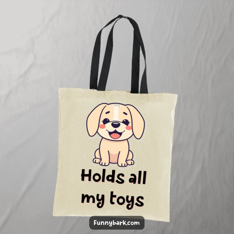 Funny tote bag: A simple dog silhouette with a big happy grin and relaxed droopy ears, ideal for a funny gift.