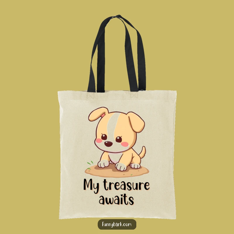 Funny Dog Digging Tote Bag: Playful Pooch Pawing Dirt, Chic Humorous Gift